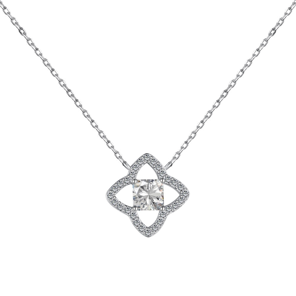 [AuraEcho]Exquisite Flower Shape Princess Cut Necklace