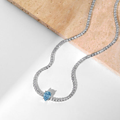 [AuraEcho]1.0 carat Unique Pear Cut Tennis Necklace