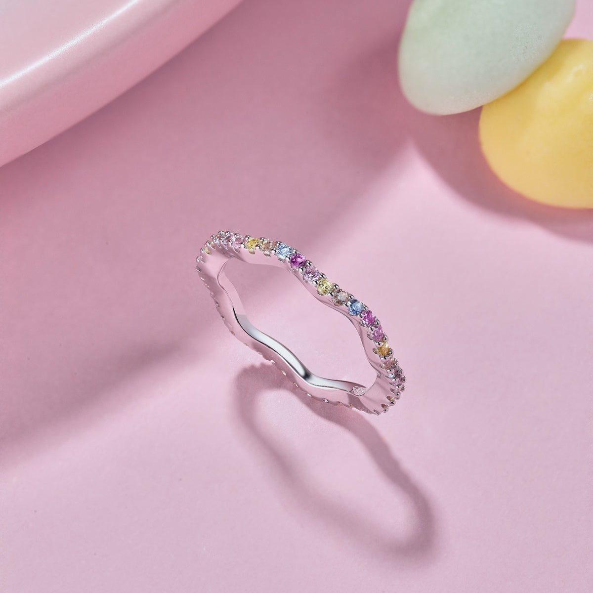 [AuraEcho]Dainty Colorful Round Cut Party Ring