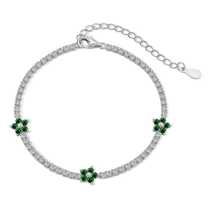 [AuraEcho]Sparkling Flower Shape Tennis Bracelet