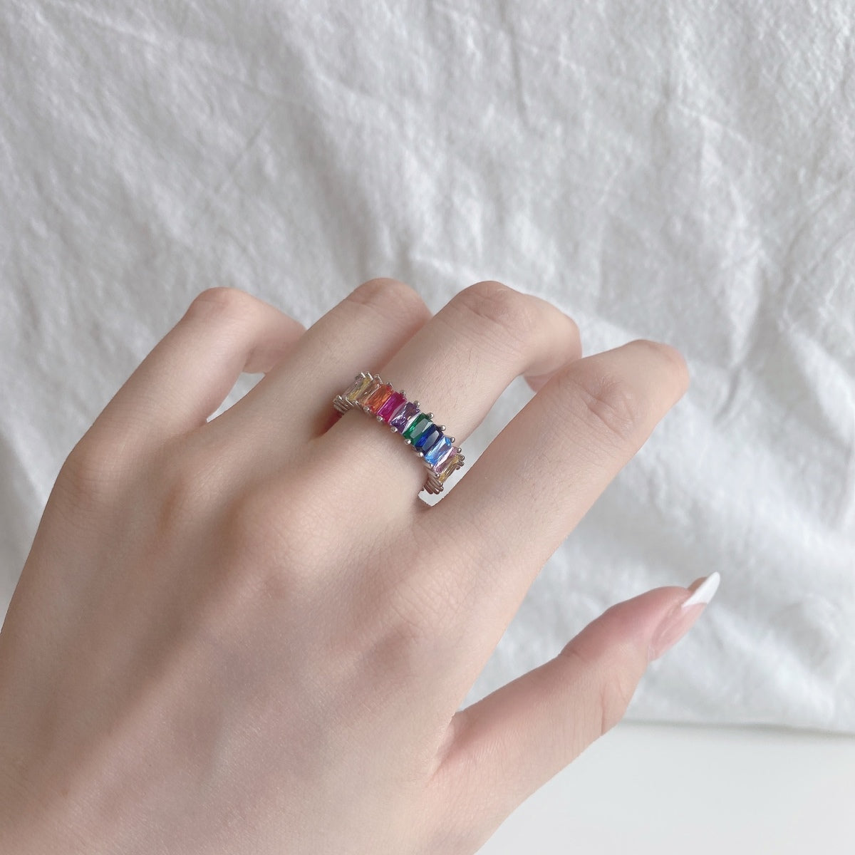 [AuraEcho]Unique Colorful Radiant Cut RIng