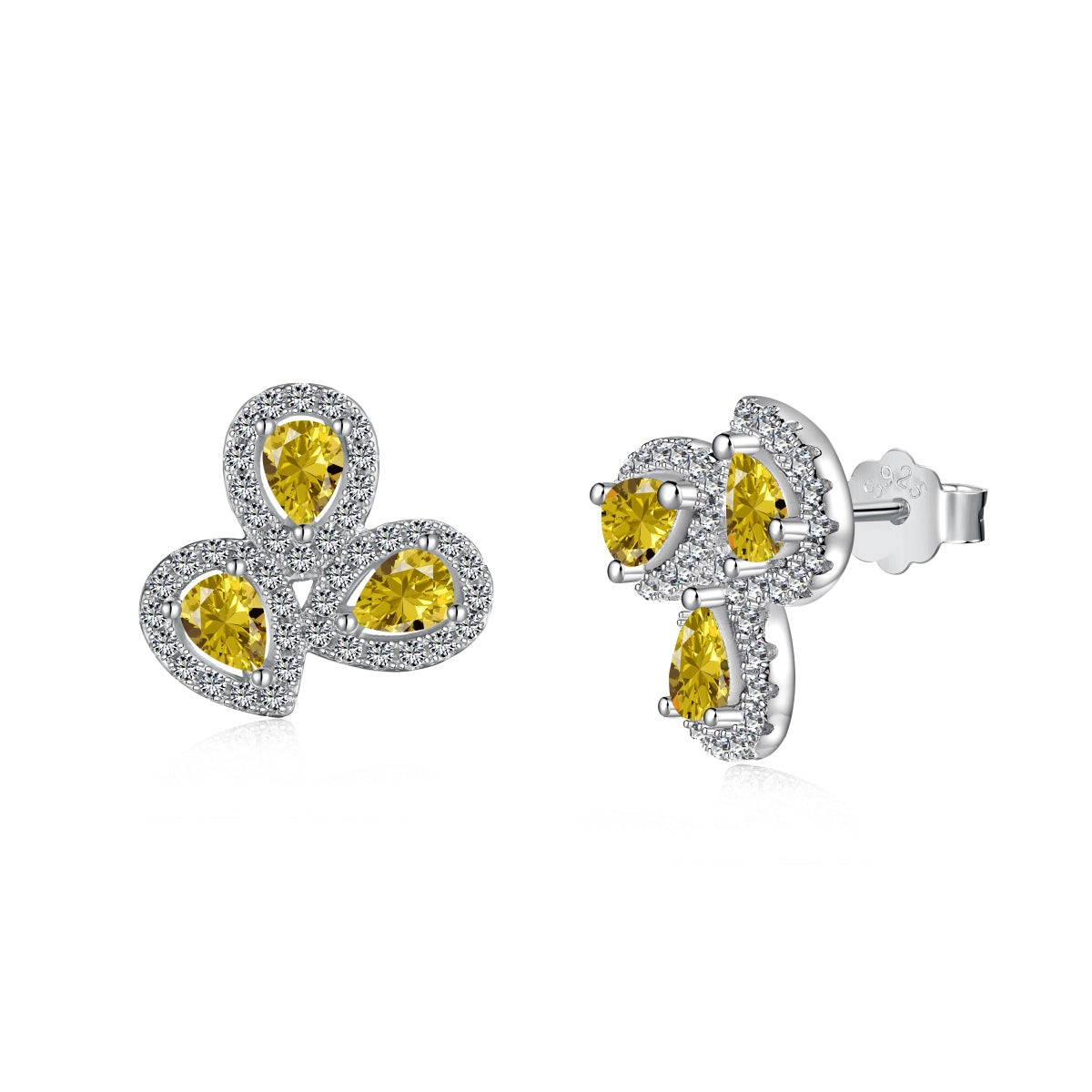 [AuraEcho]Ornate Flower Shape Pear Cut Lover Earrings