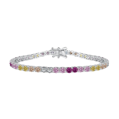 [AuraEcho]Radiant Colorful Round Cut Tennis Bracelet