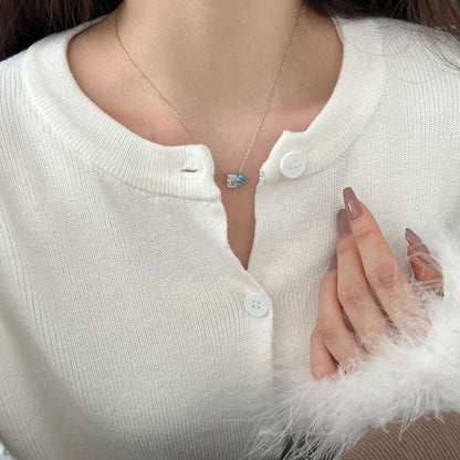 [AuraEcho]Dazzling Square & Heart Shape Necklace