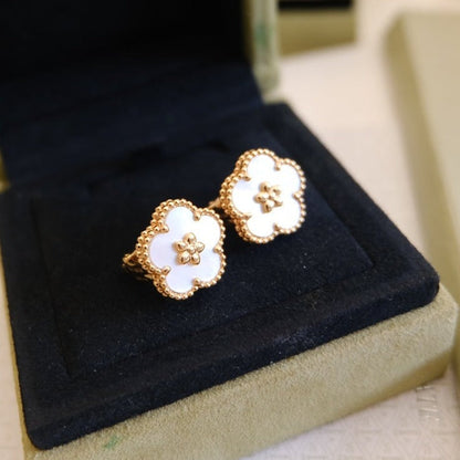 [AuraEcho]LUCKY PINK GOLD WHITE MOP EARRINGS