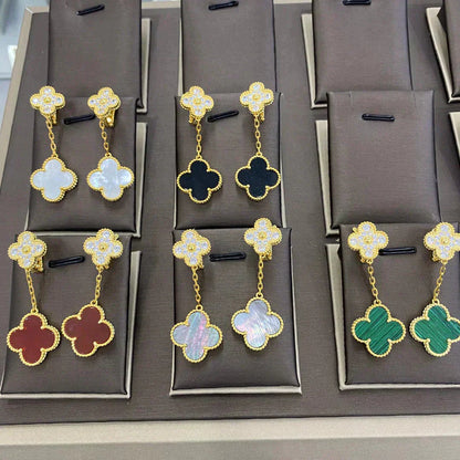 [AuraEcho]CLOVER  2 MOTIFS  DIAMOND  EARRINGS (MULTIPLE CHOICESç´