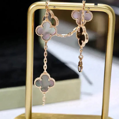 [AuraEcho]CLOVER 5 MOTIF GRAY MOP  BRACELET