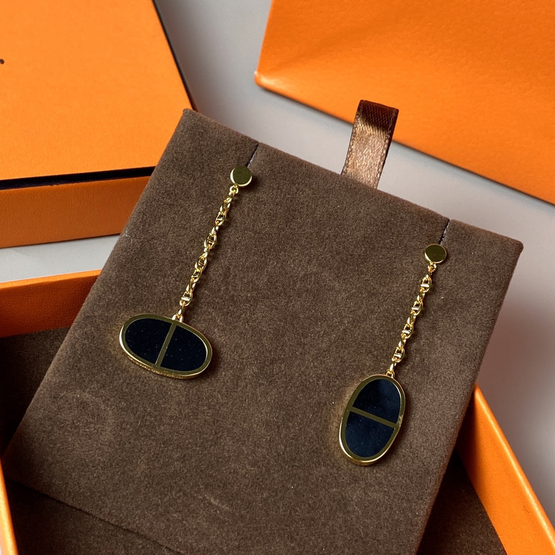 [AuraEcho]CHAINE VERSO BLACK CERAMIC EARRINGS