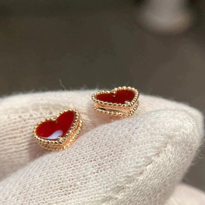 [AuraEcho]HEART CARNELIAN STUD EARRINGS