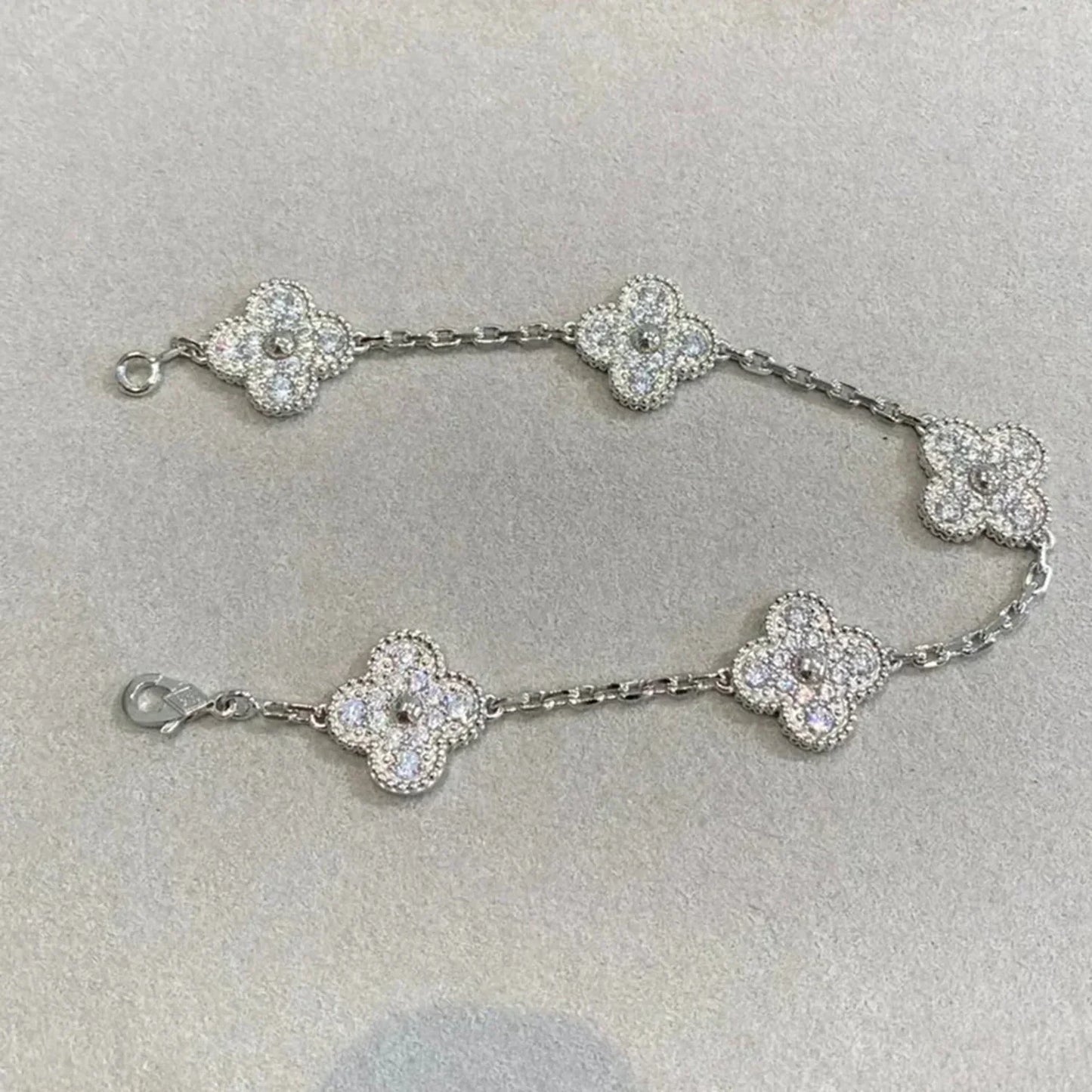 [AuraEcho]CLOVER 5 MOTIFS  DIAMOND BRACELET SILVER