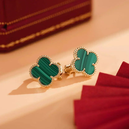 [AuraEcho]CLOVER MEDIUM 1 MOTIFS MALACHITE  EARRINGS