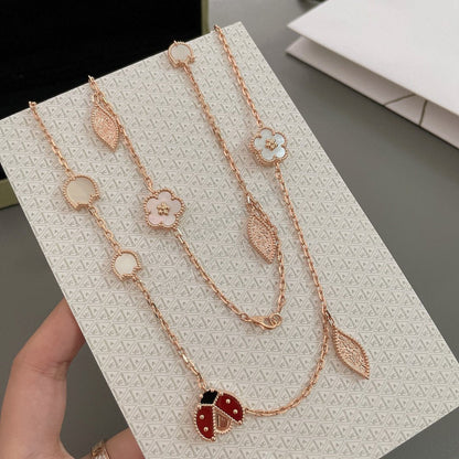 [AuraEcho]LUCKY SPRING 15 MOTIFS ROSE GOLD NECKLACE