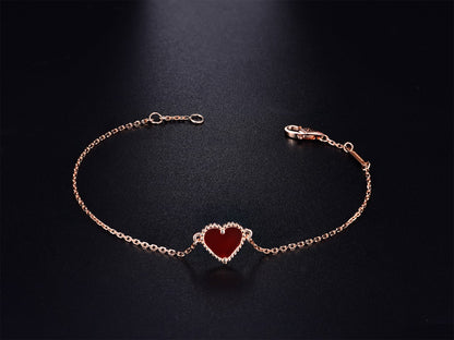 [AuraEcho]HEART CARNELIAN PINK GOLD BRACELET