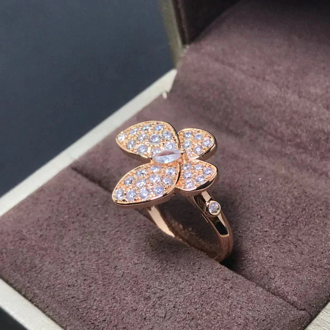 [AuraEcho]BUTTERFLY PINK GOLD DIAMOND RING