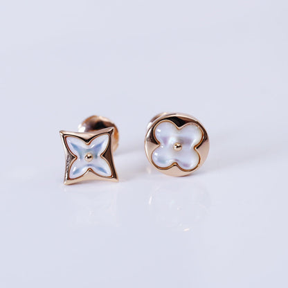 [AuraEcho]STAR AND SUN PINK GOLD MOP STUD EARRINGS