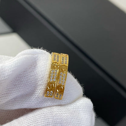 [AuraEcho]LOVE DIAMOND GOLD HOOP EARRINGS