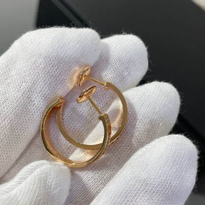 [AuraEcho]LOVE DIAMOND PINK GOLD HOOP EARRINGS