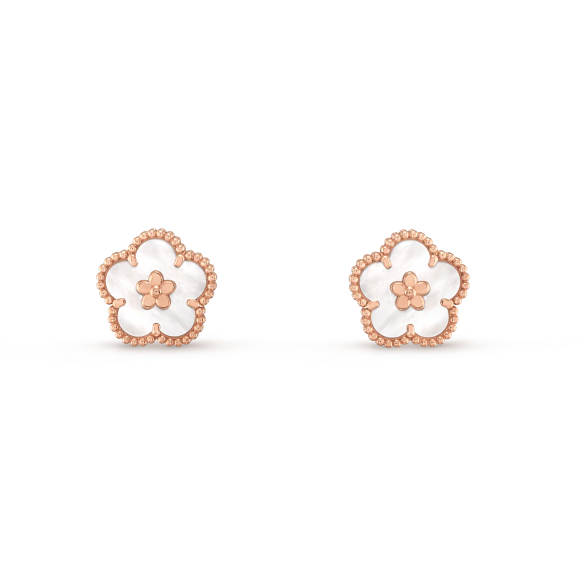 [AuraEcho]LUCKY PINK GOLD WHITE MOP EARRINGS