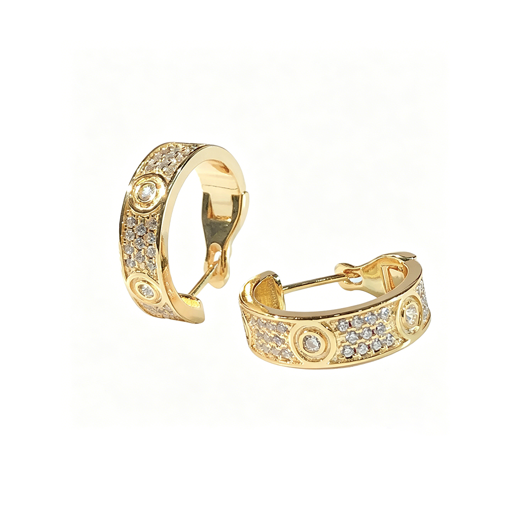 [AuraEcho]LOVE 5.5MM DIAMOND PAVED EARRINGS