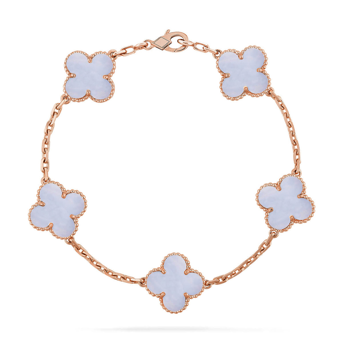 [AuraEcho] CLOVER 5 MOTIF PURPLE CHALCEDONY BRACELET COLLECTION