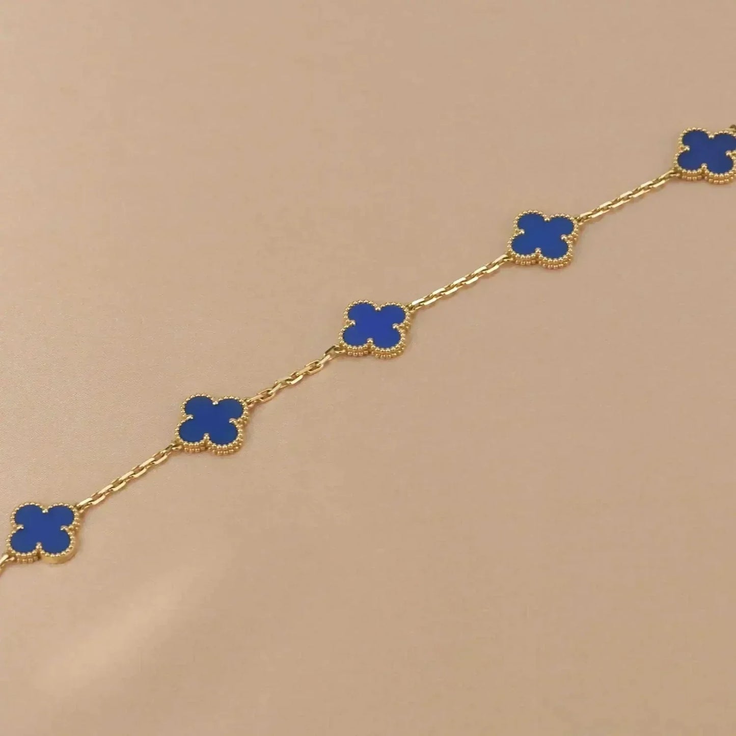 [AuraEcho]CLOVER 5 MOTIFS BLUE AGATE BRACELET
