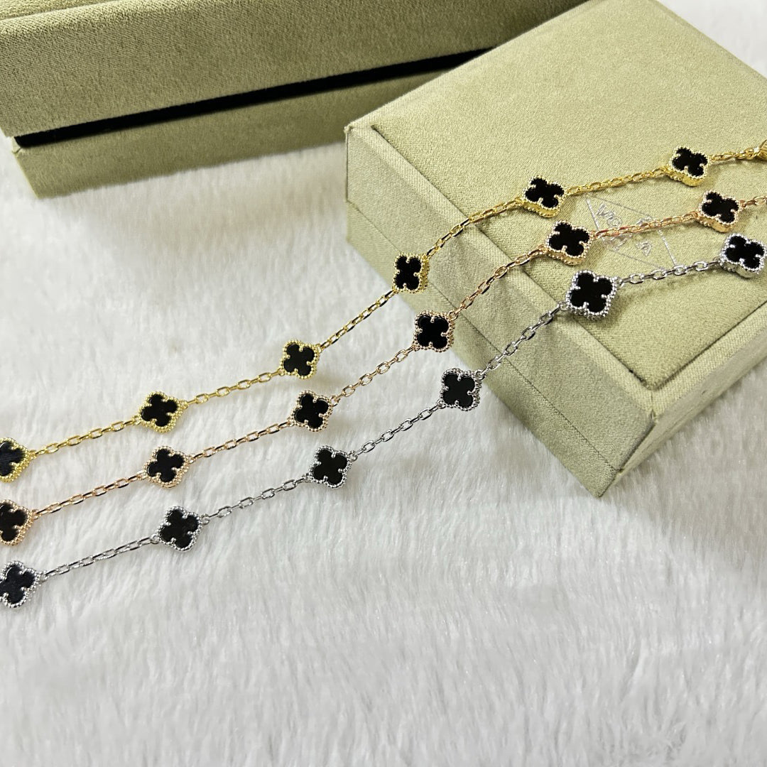 [AuraEcho]CLOVER 6 MOTIF  ONYXS BRACELET