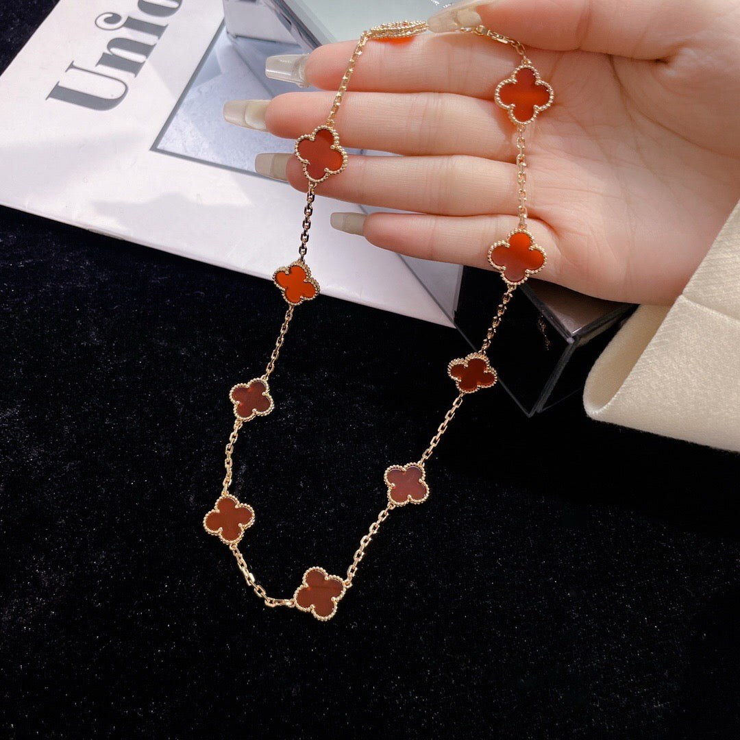 [AuraEcho]CLOVER 10 MOTIFS CARNELIAN NECKLACE