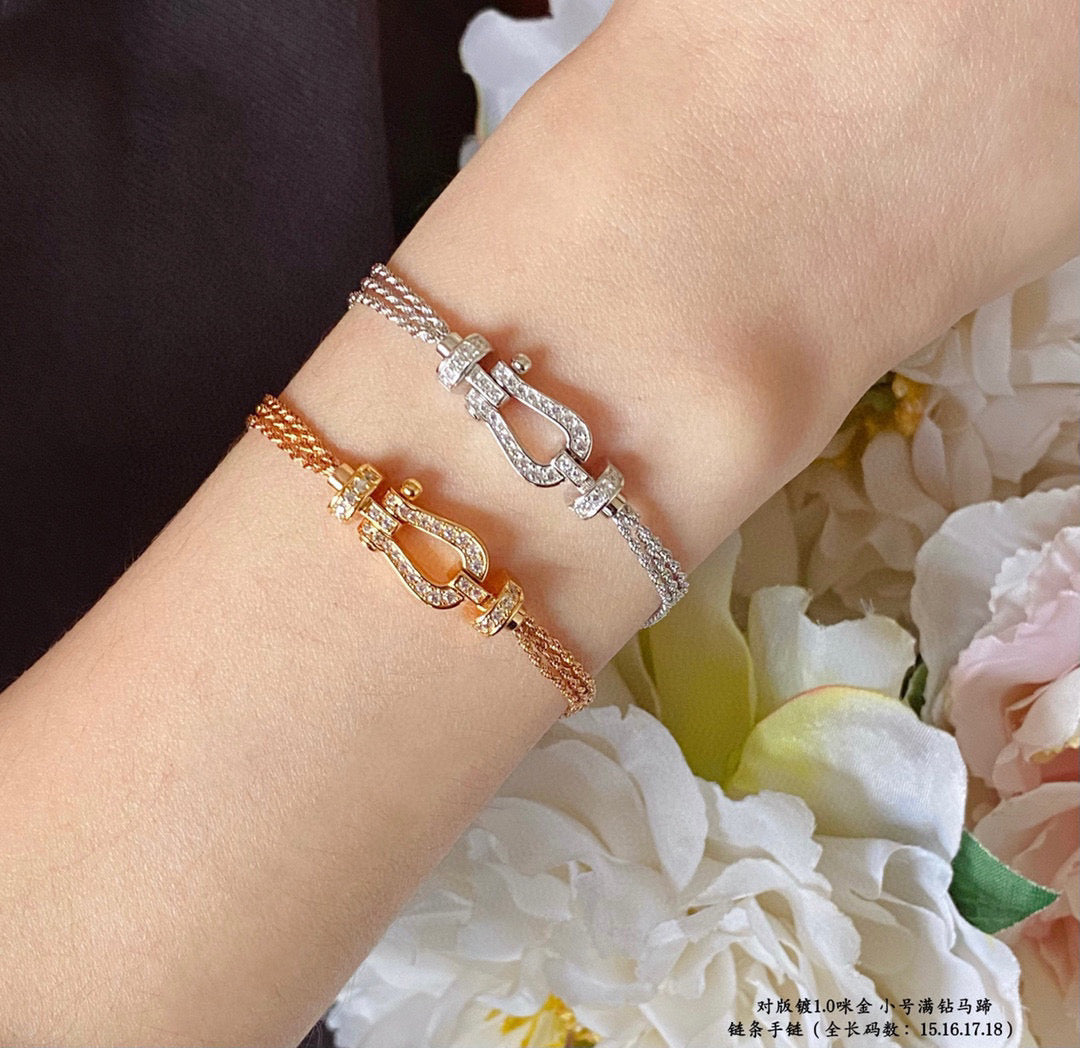 [AuraEcho]FORCE SMALL HORSESHOE  DIAMOND CHAIN ROPE BRACELET