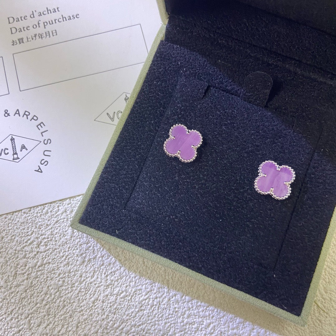 [AuraEcho]CLOVER MINI 9.5MM  PURPLE VIOLET EARRINGS