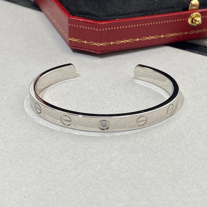 [AuraEcho]LOVE BRACELET 6.1MM 1 DIAMOND OPEN CUFF