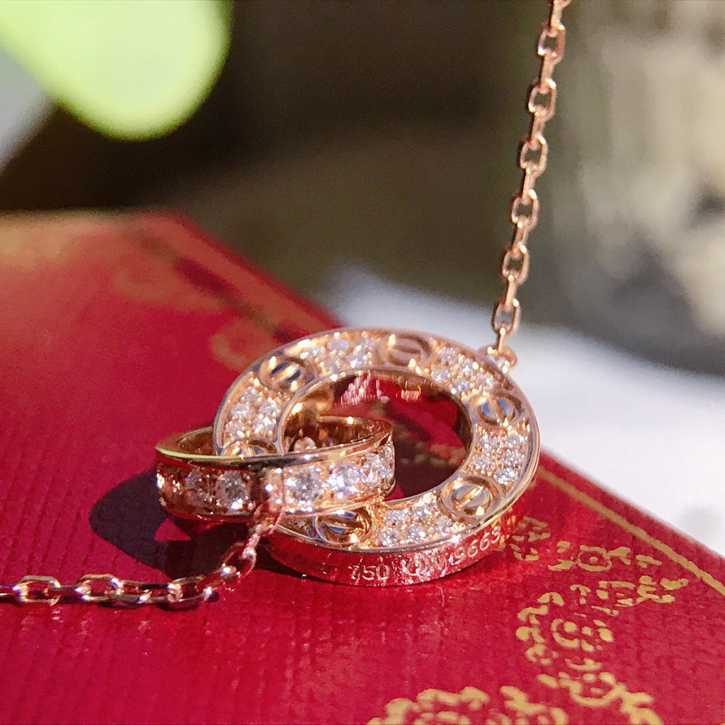 [AuraEcho]LOVE  FULL DIAMOND PENDANT NECKLACE