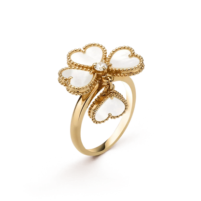 [AuraEcho]SWEET CLOVER WHITE MOP RING