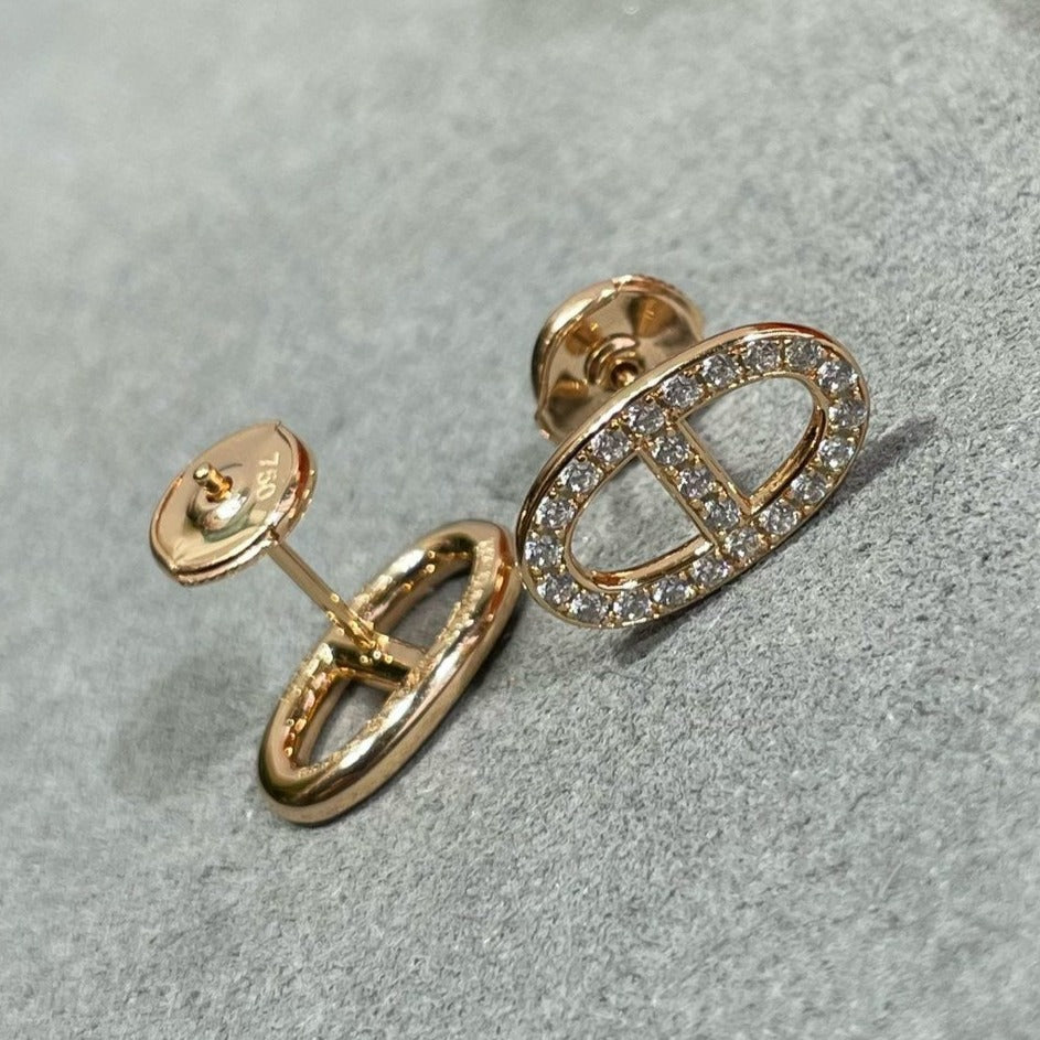 [AuraEcho]HM FULL DIAMOND PIG NOSE STUD EARRINGS