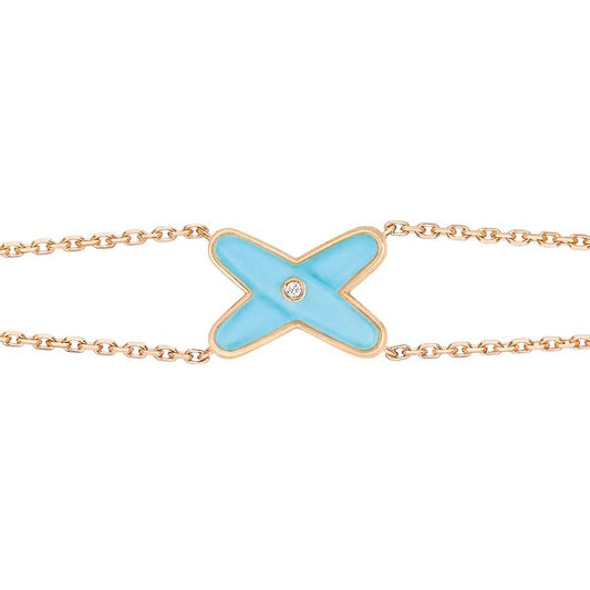 [AuraEcho]JEUX BRACELET TURQUOISE PINK GOLD 1 DIAMOND