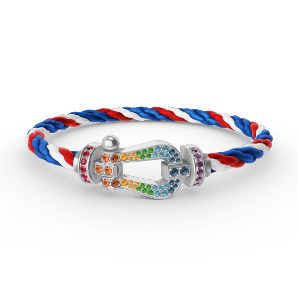 [AuraEcho]FORC LARGE HORSESHOE  COLORED DIAMOND BRACELET SILVER