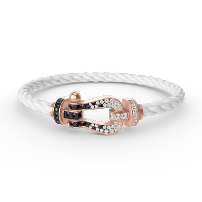 [AuraEcho]FORCE LARGE HORSESHOE BLACK WHITE DIAMOND BRACELET ROSE GOLD