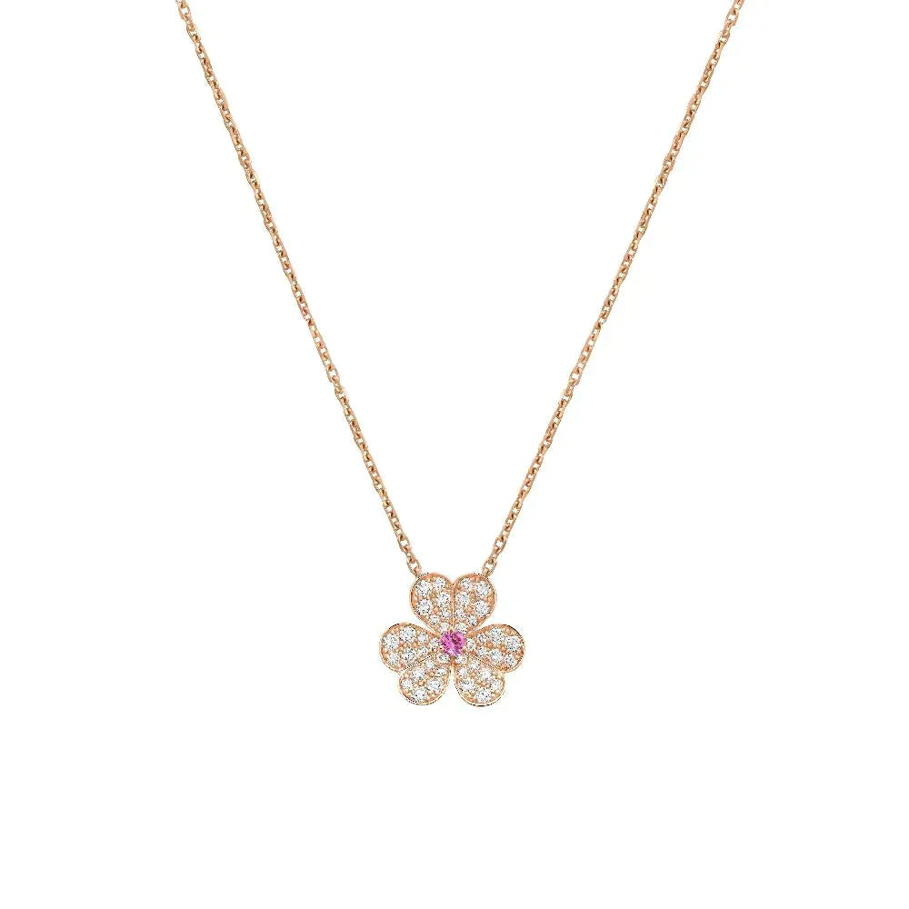 [AuraEcho]FRIVOLE ROSE GOLD FLOWER DIAMOND NECKLACE