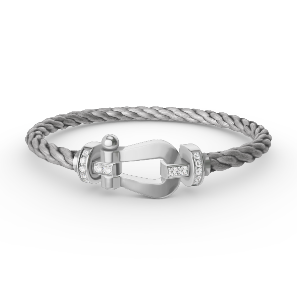 [AuraEcho]FORCE LARGE HORSESHOE HALF DIAMOND BRACELET SILVER