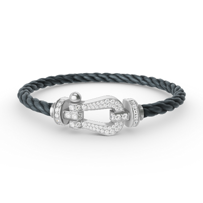 [AuraEcho]FORCE LARGE HORSESHOE FULL DIAMOND BRACELET SILVER